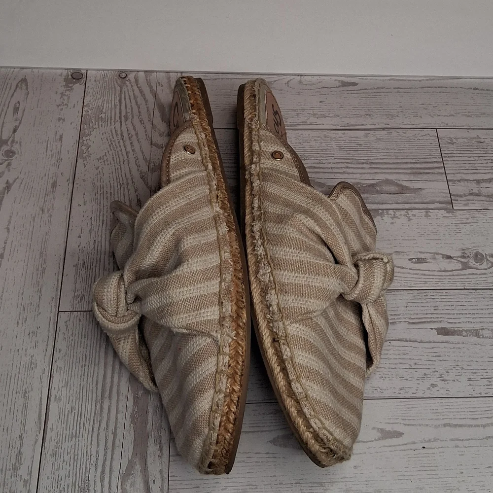 Circus by Sam Edelman Beige Striped Women's Slip-On Espadrille Mules Size 9